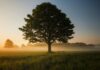 “마음 챙김, 일상 속 건강 습관으로 자리 잡다” green leafed tree surrounded by fog during daytime